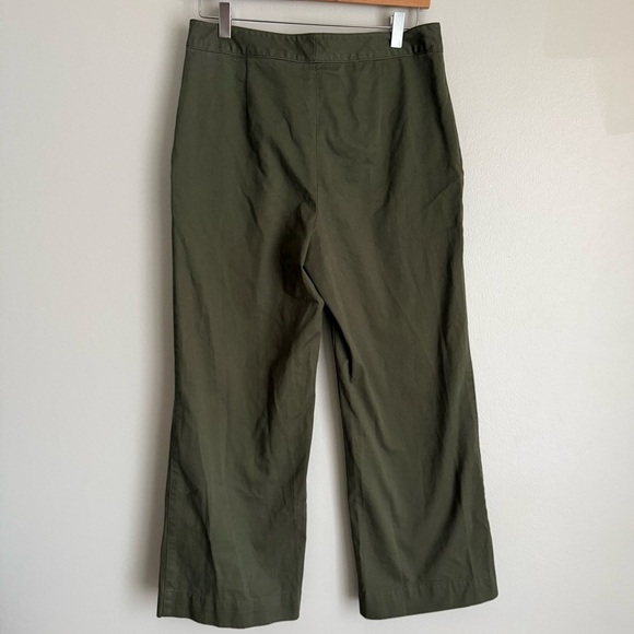 THEORY women’s NAMID TS cropped cotton wide legs pants army green size 6 - Picture 3 of 9